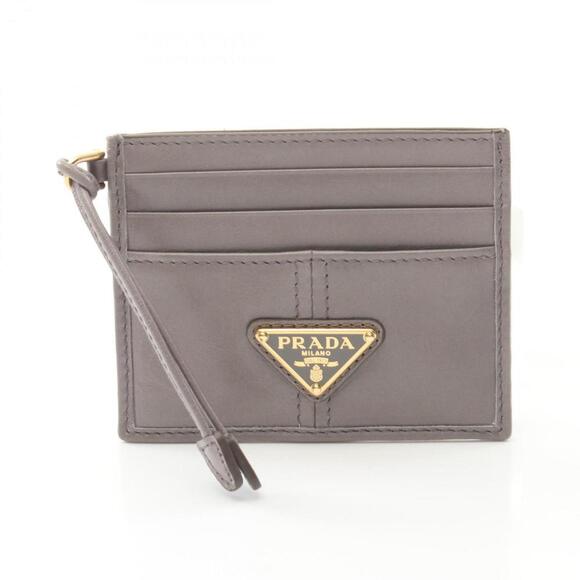 PRADA Gray Leather 2C Card Holder - Picture 1 of 7